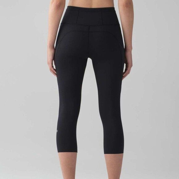 LULULEMON Fast Free Crop II Nulux 19" Womens Sz 2 Black Leggings Yoga Running - Picture 5 of 12